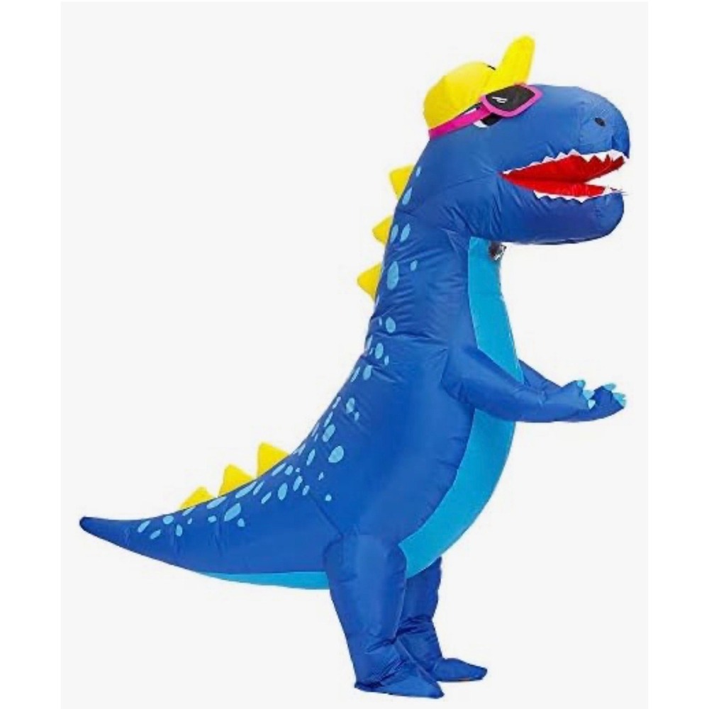 Decalare Costumes Blue Inflatable Dinosaur Costume with Hat Sunglasses Size L